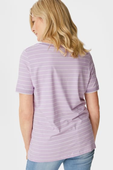 Kobiety - T-shirt - w paski - jasnofioletowy