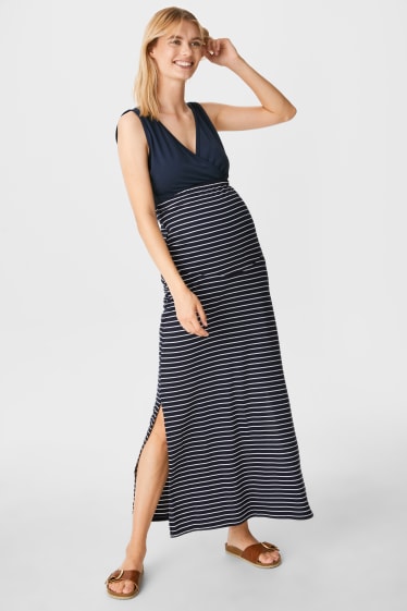 Women - Maternity skirt - striped - dark blue / white