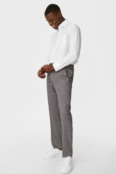 Uomo - Pantaloni del vestito - misto lino - regular fit - grigio melange