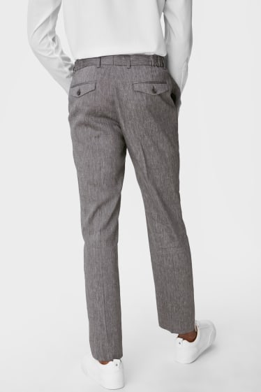 Hombre - Pantalón de traje - mezcla de lino - regular fit - gris jaspeado