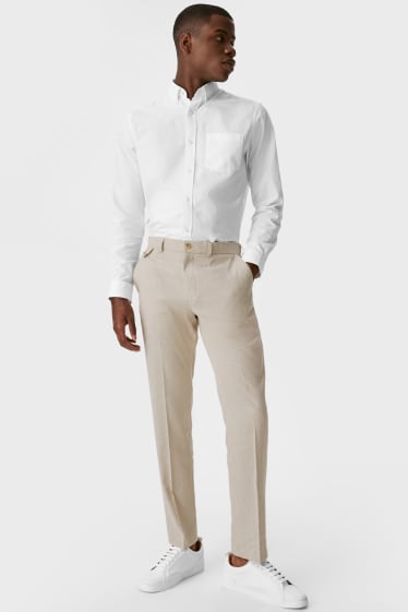 Uomo - Pantaloni chino - regular fit - misto lino - beige