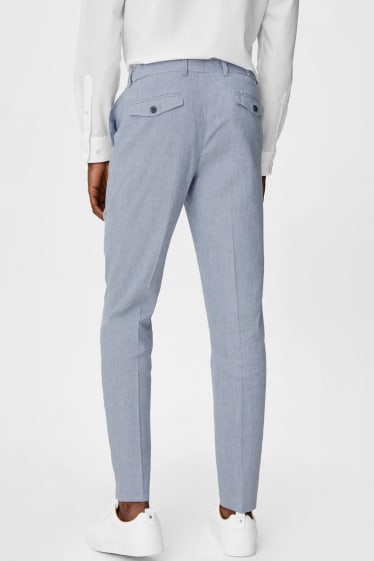 Uomo - Pantaloni chino - regular fit - misto lino - blu melange