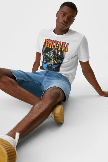 Mężczyźni - T-shirt - Nirvana - biały