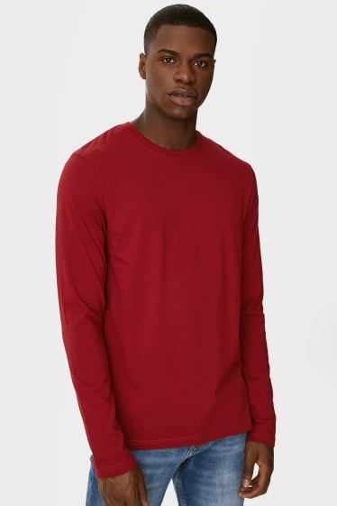 Uomo - Confezione da 3 - maglia a maniche lunghe - bianco / rosso