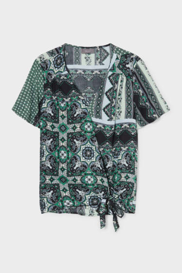 Mujer - Blusa con nudo decorativo - verde oscuro