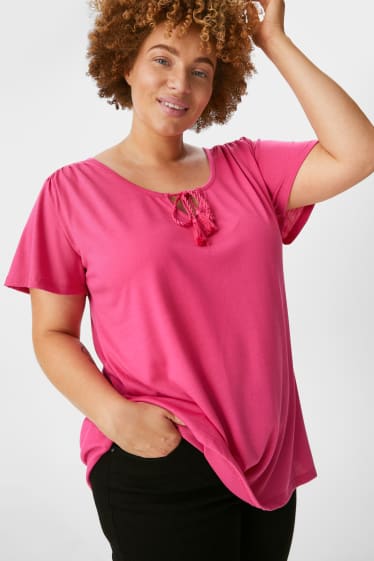 Dames - T-shirt - fuchsiarood