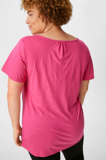 Dames - T-shirt - fuchsiarood