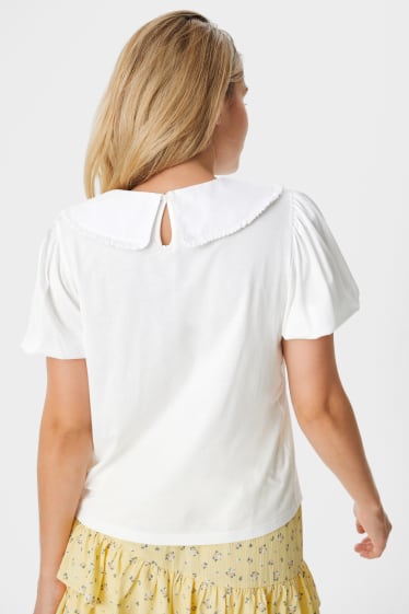 Damen - T-Shirt mit Kragen - weiß