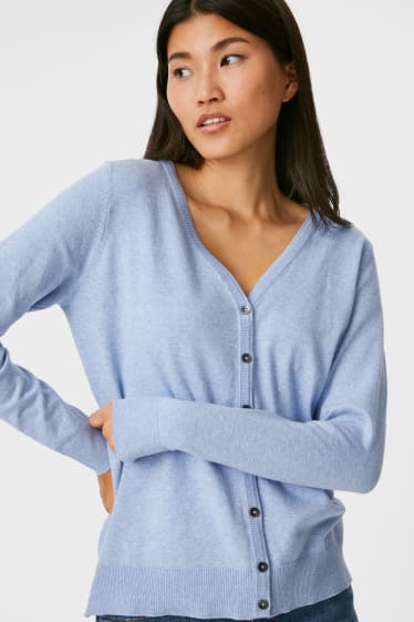 Damen - Basic-Strickjacke - hellblau