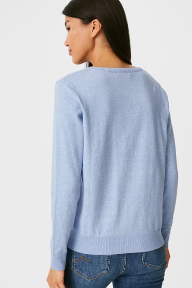Damen - Basic-Strickjacke - hellblau