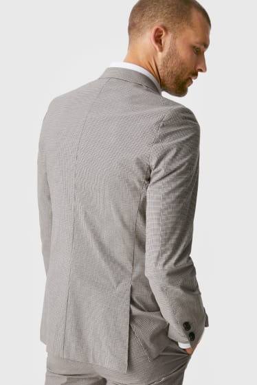 Men - Tailored jacket - slim fit - stretch - check - gray-brown