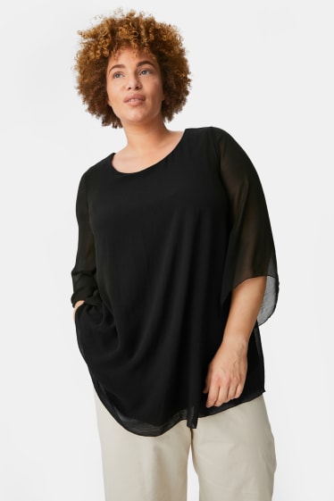 Damen - Chiffonbluse - schwarz