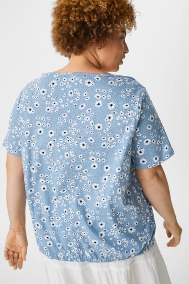Femmes - T-shirt - motif floral - bleu
