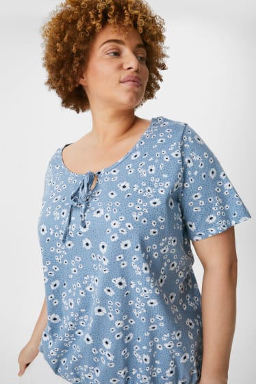 Femmes - T-shirt - motif floral - bleu