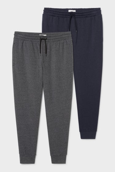 Pánské - Multipack 2 ks - teplákové kalhoty - šedá/tmavomodrá