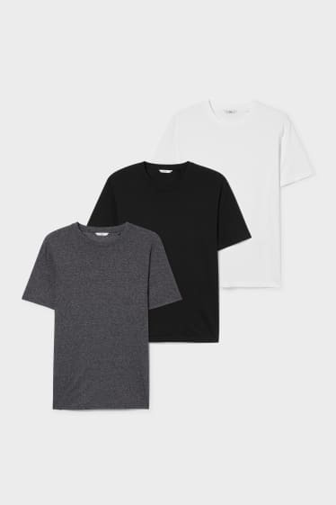 Heren - Set van 3 - T-shirt - zwart / wit