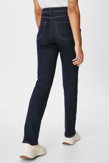 Dames - Straight jeans - super high waist - jeansdonkerblauw