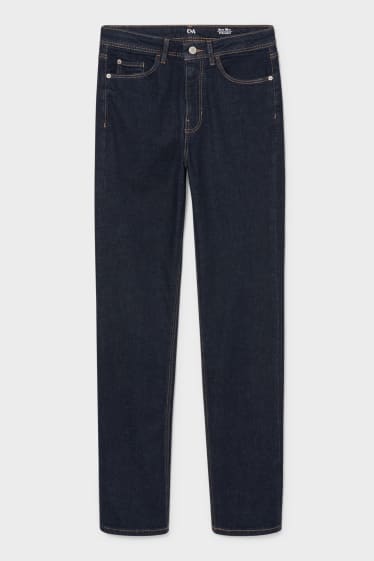 Women - Straight jeans - super high waist - denim-dark blue