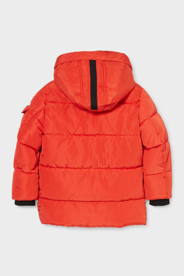 Dzieci - Pikowana kurtka z kapturem - czerwony