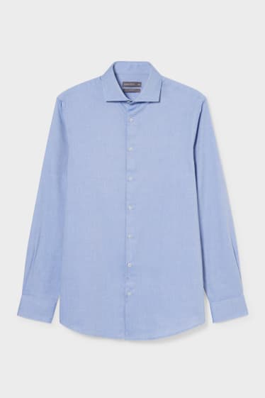 Hombre - Camisa de oficina - slim fit - cutaway - de planchado fácil - azul claro