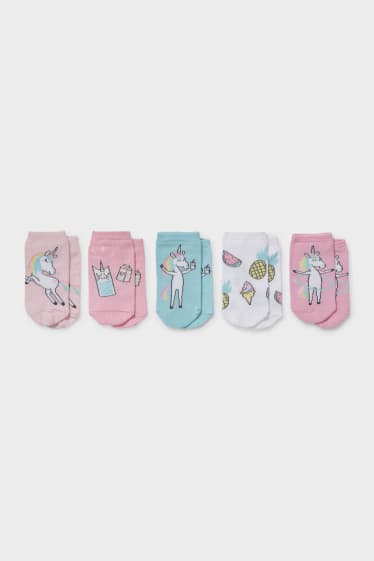 Niños - Pack de 5 - calcetines tobilleros - blanco / rosa