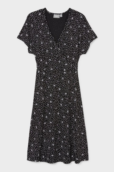 Women - Dress - polka dot - black