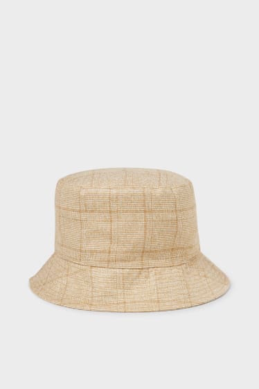 Women - Reversible hat - check - beige