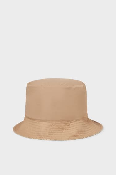 Dámské - Oboustranný klobouk - kostkovaný - béžová
