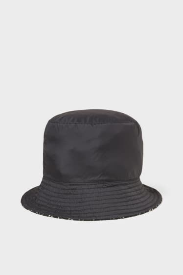 Dámské - Oboustranný klobouk - kostkovaný - černá
