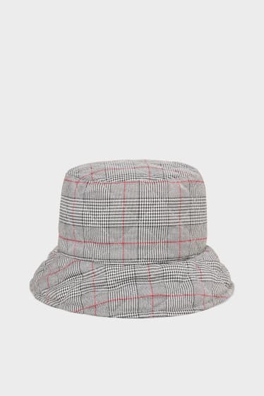 Mujer - Sombrero reversible - de cuadros - gris
