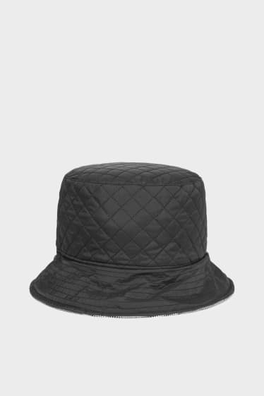 Femei - Pălărie reversibilă - în carouri - gri