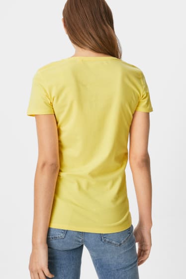 Damen - Multipack 2er - Basic-T-Shirt - weiß / gelb