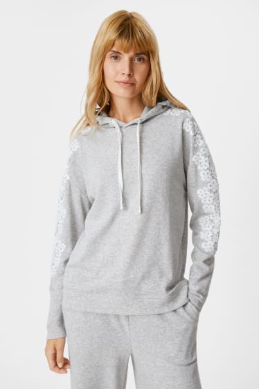 Femmes - Sweat à capuche - gris clair chiné