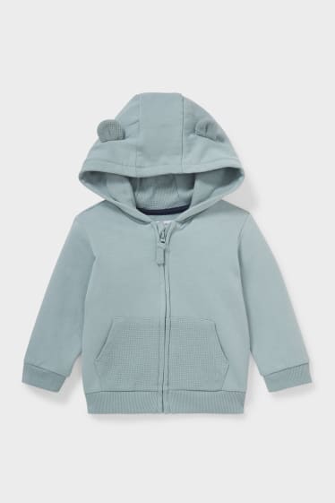 Babies - Baby zip-through sweatshirt with hood - mint green