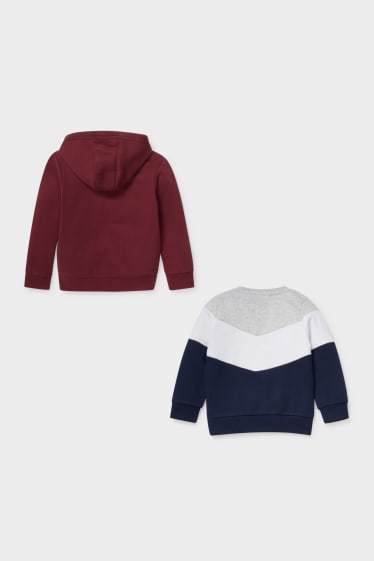 Kinderen - Set - sweatshirt en hoodie - 2-delig - rood / donkerblauw