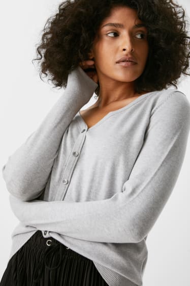 Femmes - Gilet basique en maille - gris clair chiné