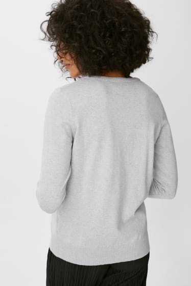 Femmes - Gilet basique en maille - gris clair chiné