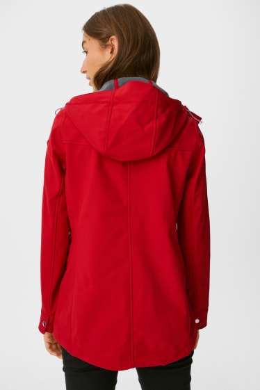 Women - Rain jacket with hood - red