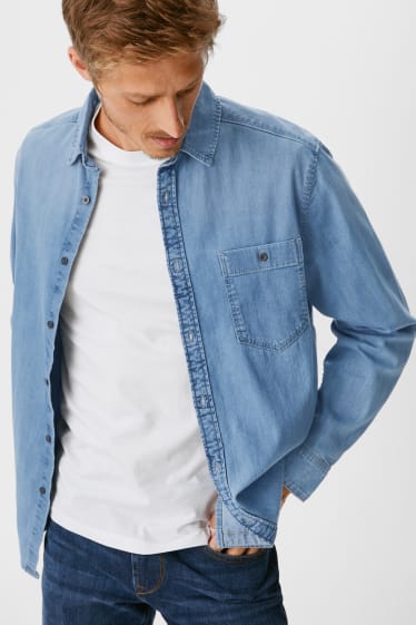 Hommes - Chemise en jean - regular fit - col kent - jean bleu