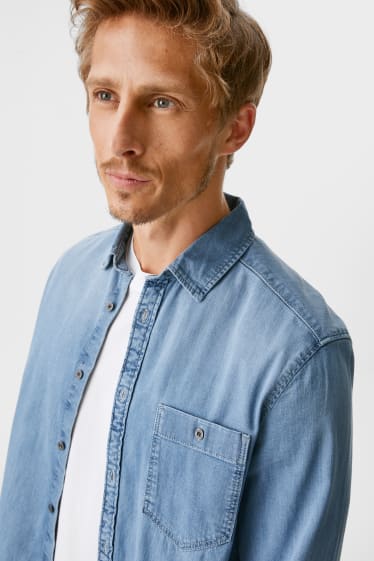 Pánské - Džínová košile - regular fit - kent - džíny - modré