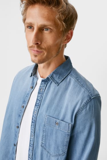 Hommes - Chemise en jean - regular fit - col kent - jean bleu