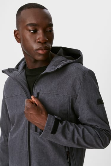 Men - Softshell jacket with hood - gray-melange