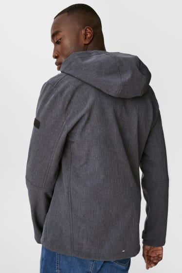 Hommes - Sweat zippé à capuche - gris chiné