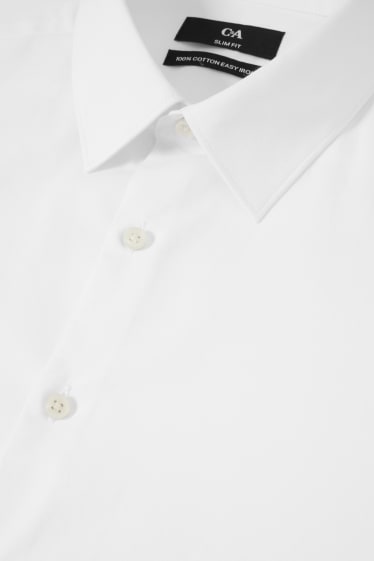 Pánské - Business košile - slim fit - kent - snadné žehlení - bílá