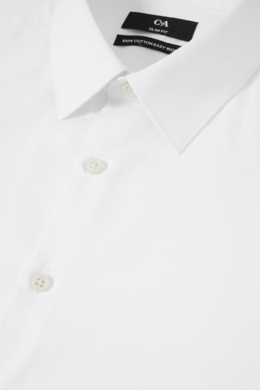 Hommes - Chemise de bureau - slim fit - col kent - facile à repasser - blanc