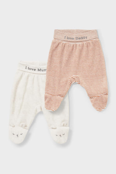 Bébés - Lot de 2 - pantalon pour nouveau-né - beige