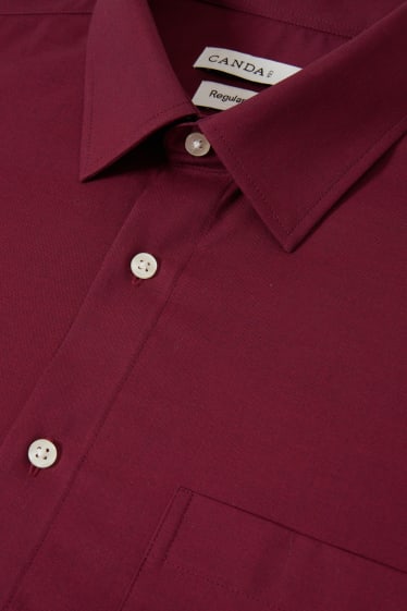 Uomo - Camicia business - regular fit - collo all'italiana - facile da stirare - rosso scuro