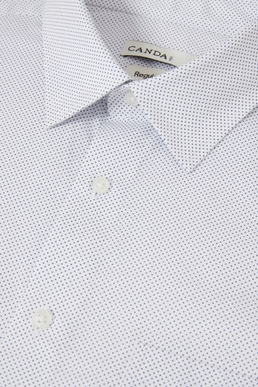 Hommes - Chemise de bureau - regular fit - col kent - à pois - bleu clair