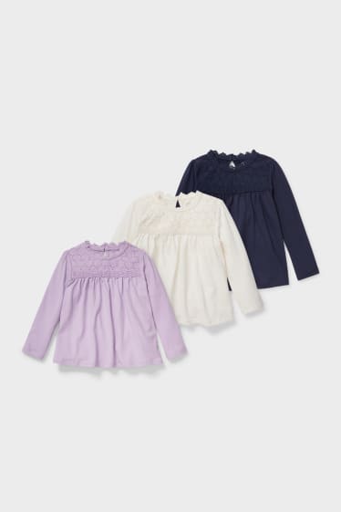 Niños - Pack de 3 - camisetas de manga larga - lila