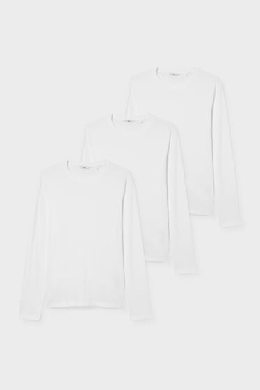 Men - Multipack of 3 - long sleeve top - white
